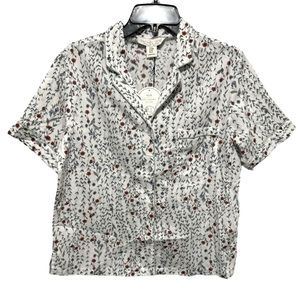 RACHEL ZOE 100% Organic Cotton 2pc Pajama Lounge Set Shirt & Shorts Size M